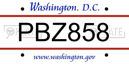 PBZ858 District Of Columbia License Plate