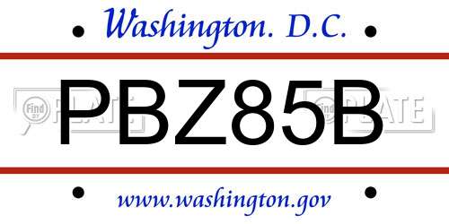PBZ85B District Of Columbia License Plate
