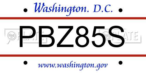 PBZ85S District Of Columbia License Plate
