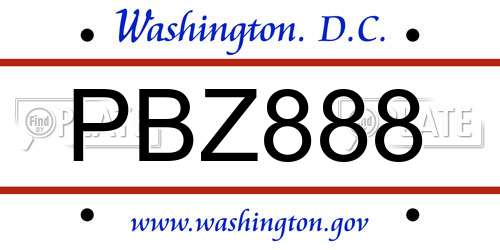 PBZ888 District Of Columbia License Plate