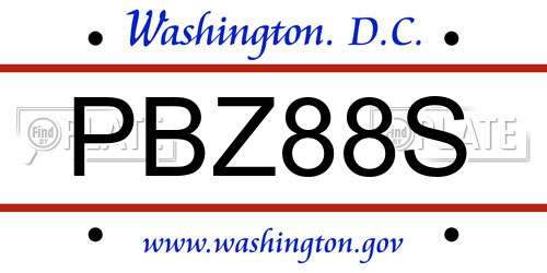 PBZ88S District Of Columbia License Plate