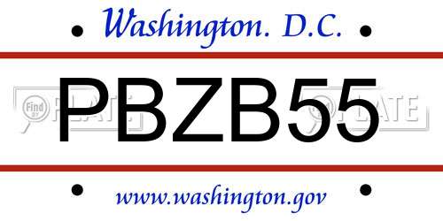 PBZB55 District Of Columbia License Plate