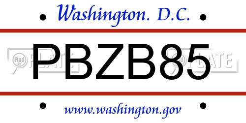 PBZB85 District Of Columbia License Plate