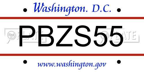 PBZS55 District Of Columbia License Plate