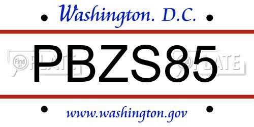 PBZS85 District Of Columbia License Plate