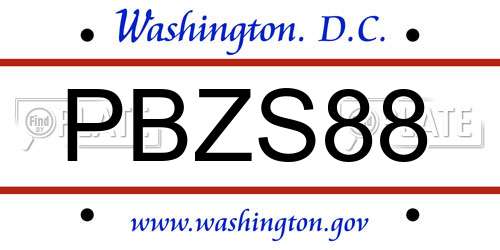 PBZS88 District Of Columbia License Plate
