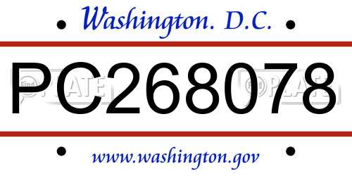 PC268078 District Of Columbia License Plate