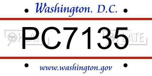 PC7135 District Of Columbia License Plate