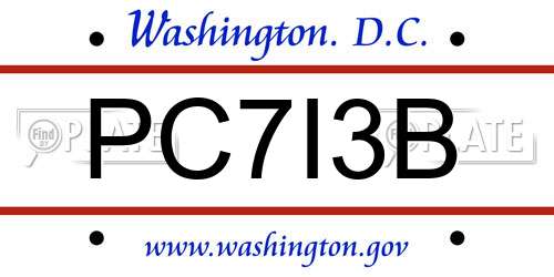 PC7I3B District Of Columbia License Plate