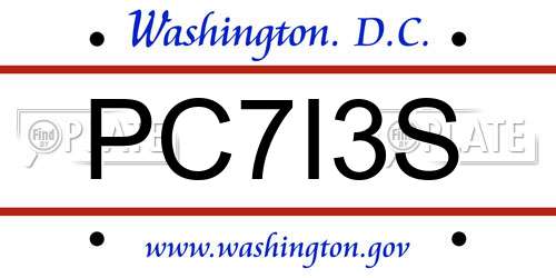 PC7I3S District Of Columbia License Plate