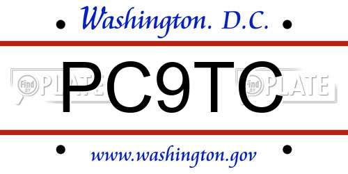 PC9TC District Of Columbia License Plate