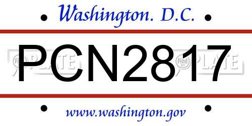 PCN2817 District Of Columbia License Plate