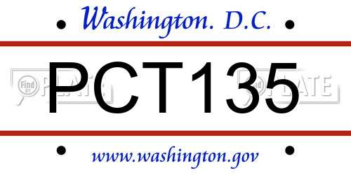 PCT135 District Of Columbia License Plate