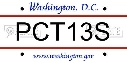 PCT13S District Of Columbia License Plate