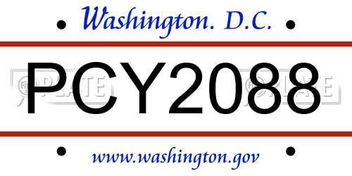 PCY2088 District Of Columbia License Plate