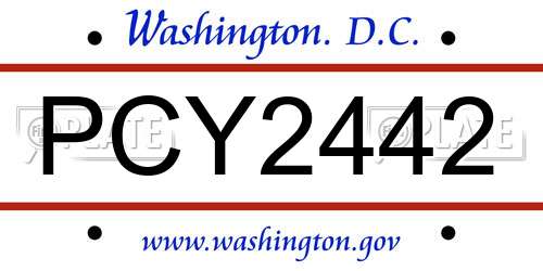 PCY2442 District Of Columbia License Plate