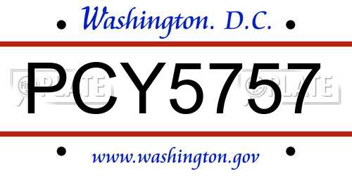 PCY5757 District Of Columbia License Plate