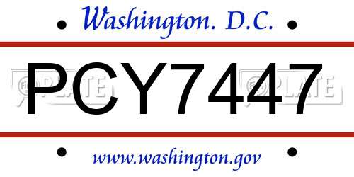 PCY7447 District Of Columbia License Plate