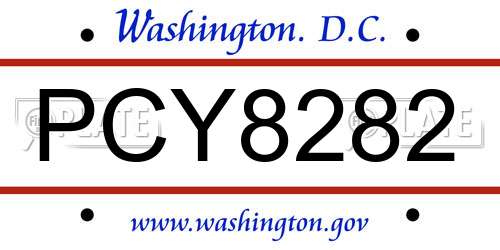 PCY8282 District Of Columbia License Plate