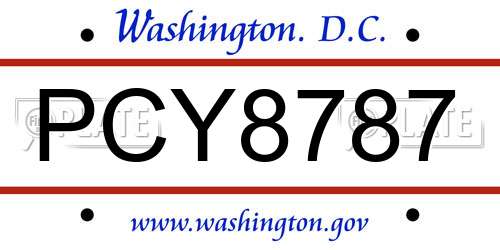 PCY8787 District Of Columbia License Plate