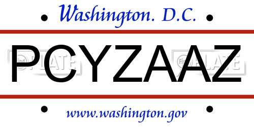 PCYZAAZ District Of Columbia License Plate