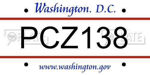 PCZ138 District Of Columbia License Plate