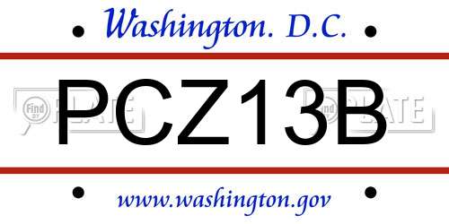 PCZ13B District Of Columbia License Plate