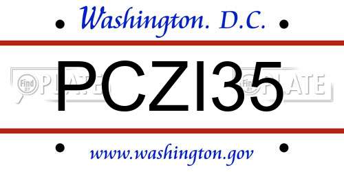 PCZI35 District Of Columbia License Plate