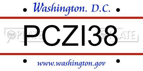 PCZI38 District Of Columbia License Plate