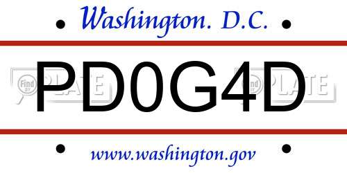 PD0G4D District Of Columbia License Plate