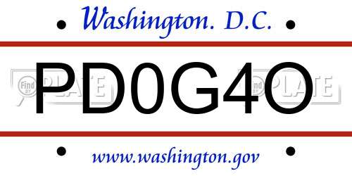 PD0G4O District Of Columbia License Plate