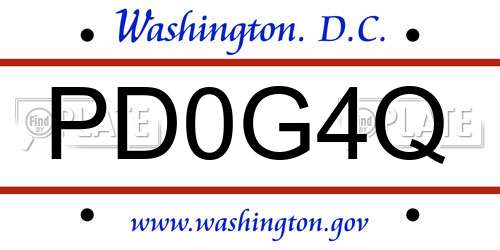 PD0G4Q District Of Columbia License Plate