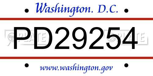 PD29254 District Of Columbia License Plate
