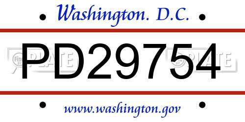 PD29754 District Of Columbia License Plate