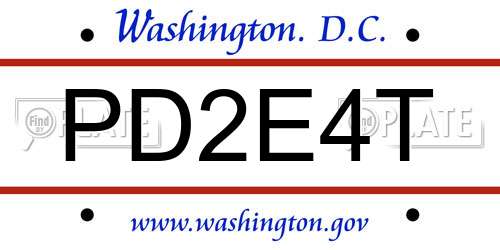 PD2E4T District Of Columbia License Plate