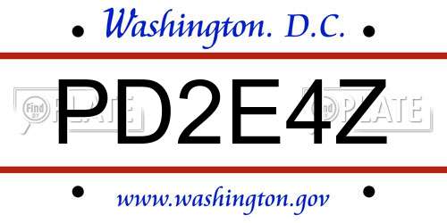 PD2E4Z District Of Columbia License Plate