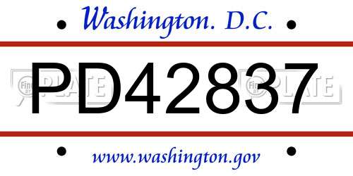 PD42837 District Of Columbia License Plate