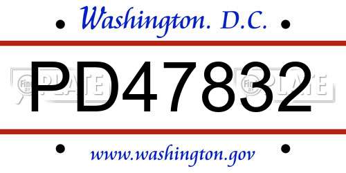 PD47832 District Of Columbia License Plate