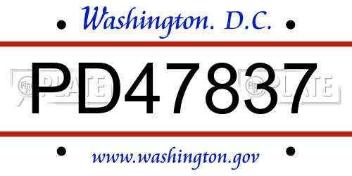 PD47837 District Of Columbia License Plate