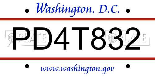 PD4T832 District Of Columbia License Plate