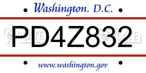 PD4Z832 District Of Columbia License Plate