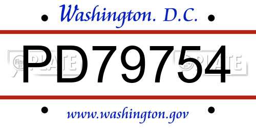 PD79754 District Of Columbia License Plate