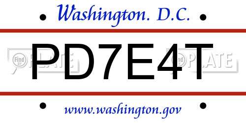 PD7E4T District Of Columbia License Plate