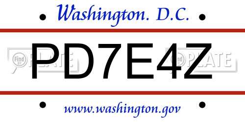 PD7E4Z District Of Columbia License Plate