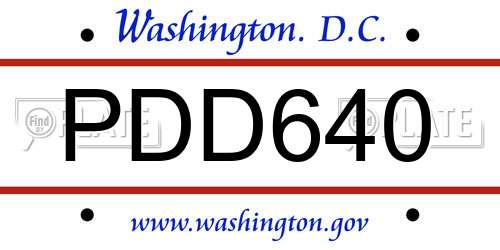 PDD640 District Of Columbia License Plate