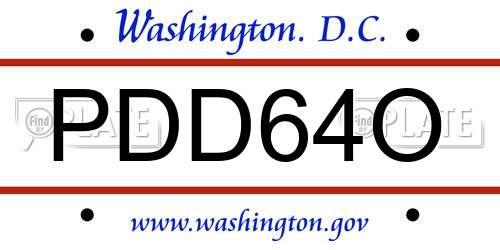 PDD64O District Of Columbia License Plate