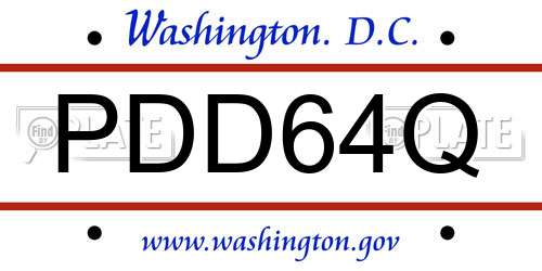 PDD64Q District Of Columbia License Plate