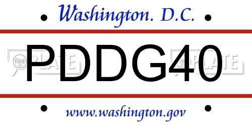 PDDG40 District Of Columbia License Plate