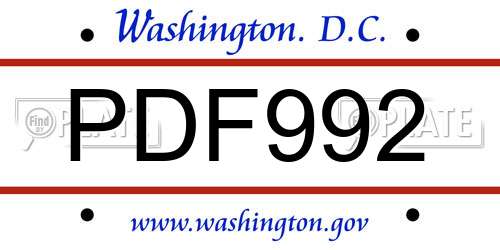 PDF992 District Of Columbia License Plate