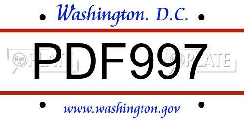 PDF997 District Of Columbia License Plate
